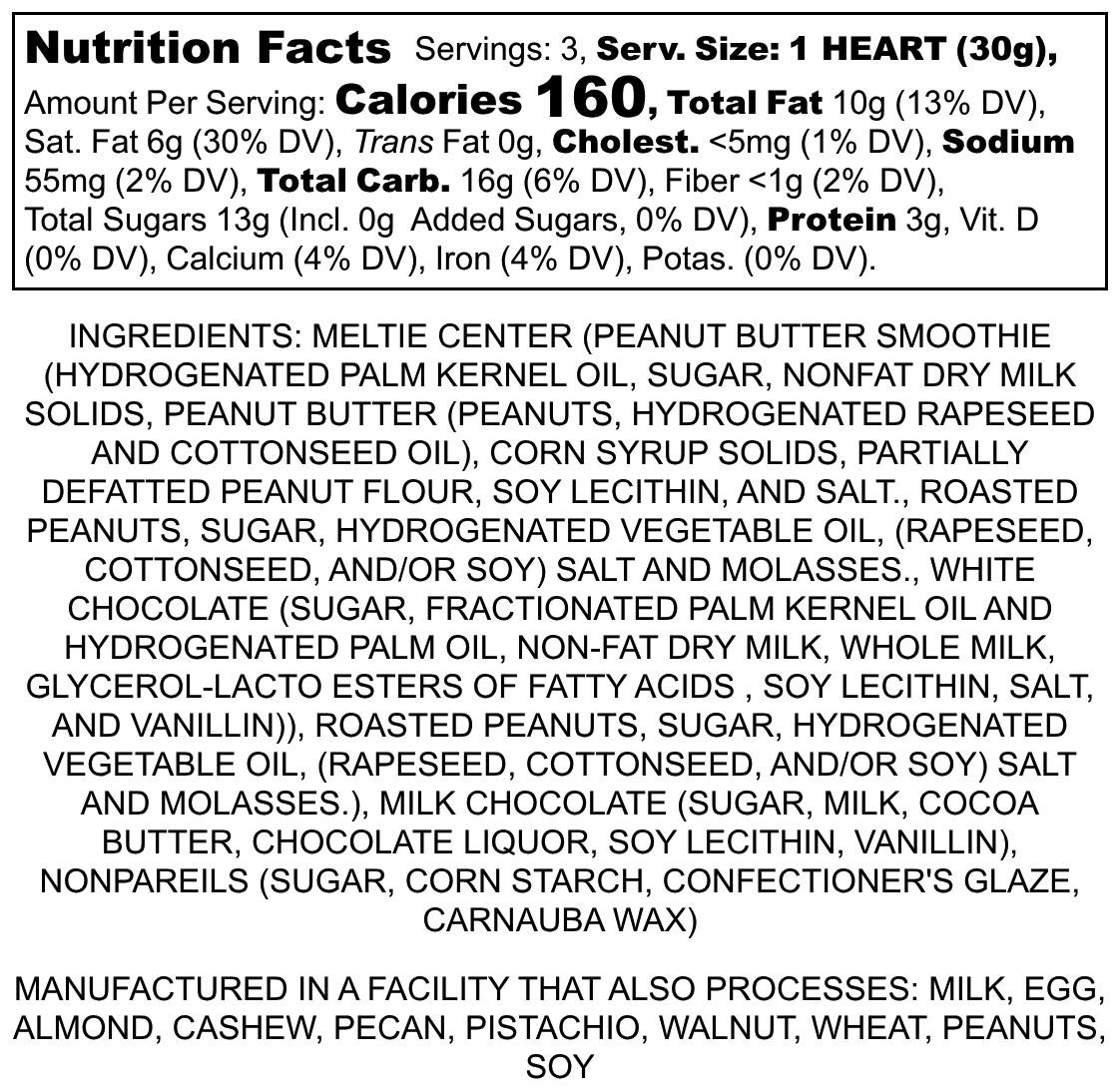 Valentine Peanut Butter Meltie Hearts (3 Pack Small) - 5/Case