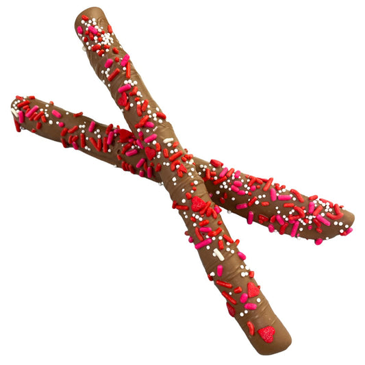 Valentine Sprinkled Pretzel Rods (2 Pack) - 9/Case